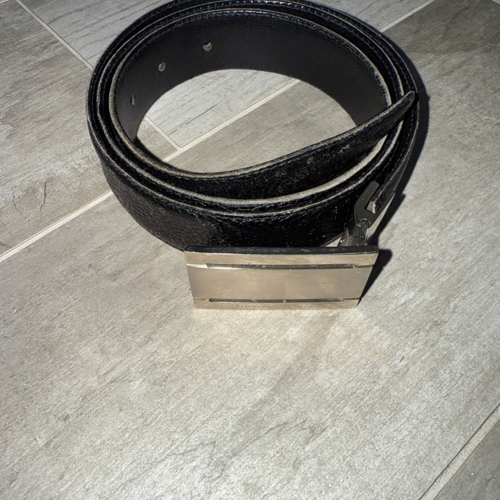 Ermenegildo Zegna Leather Belt with Silver Buckle